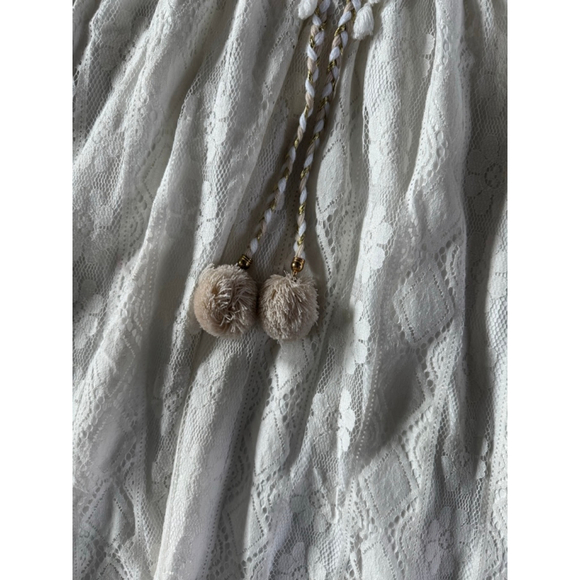 Boho Lace Hi Low Maxi Dress Ivory Cottagecore Romantic Festival EUC No Tags - Picture 9 of 11